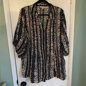 Woman Within size L button down blouse floral